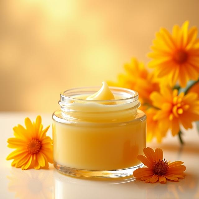 Ringelblumensalbe in einem Glastiegel
